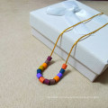 National Design Jewelry Bohamian Rainbow Macaron Color Choker Chain Necklace